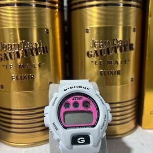 G-Shock White and Pink Digital Timepiece